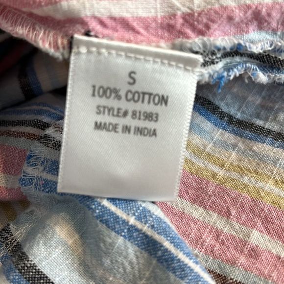 Harper Heritage Multi Striped Button Front Top Pink Blue Cotton Size Small - Picture 5 of 5